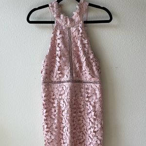 Pink lace midi dress